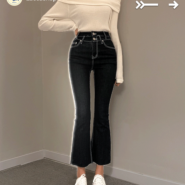 [ 부츠컷 종결템 / 3size ] 더블 투버튼 하이웨스트 생지 데님 허리 작은 팬츠 키작녀 키큰녀 청바지