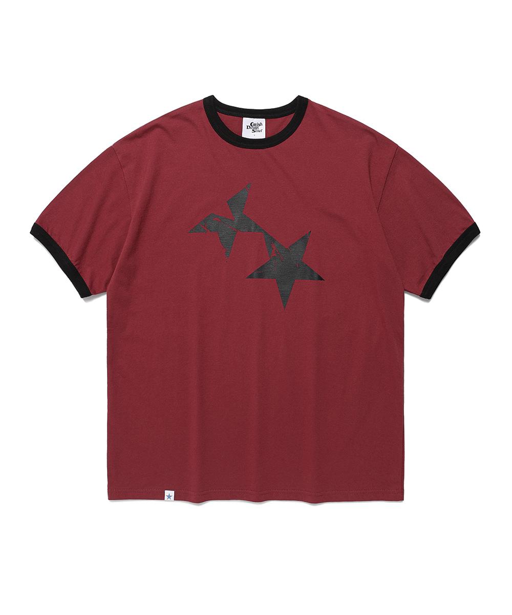 [5/9 예약발송] TWIN STAR RINGER SS TEE[BURGUNDY]