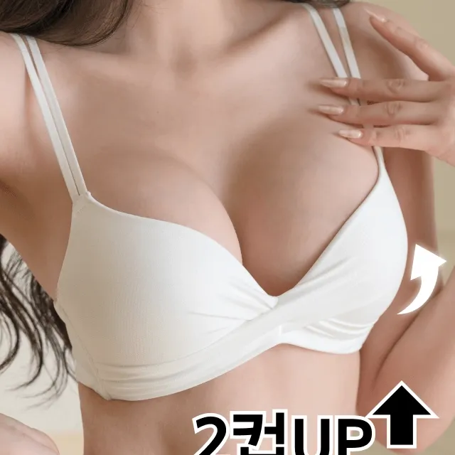 [🚀당일출고/누적판매량1위] 2.5cm 셔링무드 노와이어 브라팬티세트 X자속옷 크로스 볼륨 볼륨업 푸쉬업 일체형패드 가슴골보장 여자속옷 모아주는브라