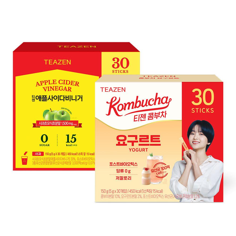 티젠 콤부차 요구르트 30스틱+애플사이다비니거 30스틱