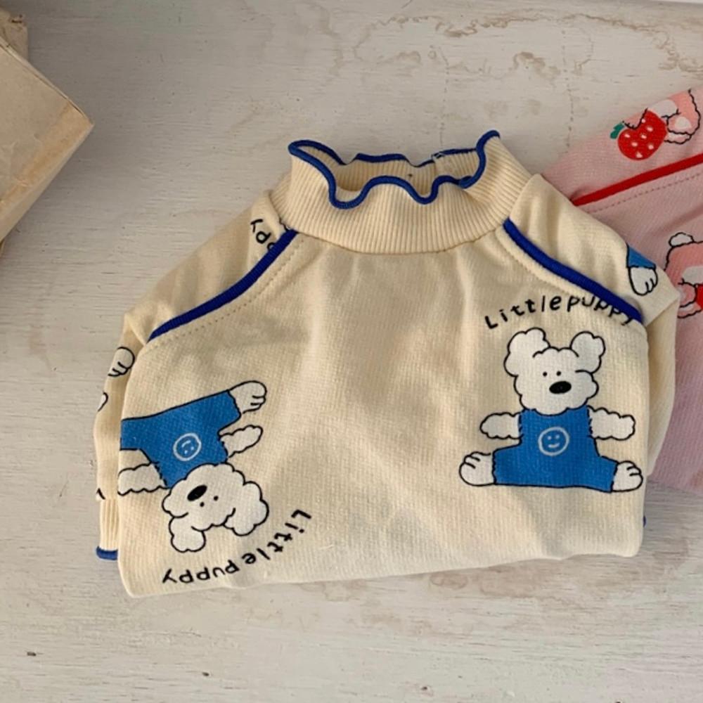 리틀 퍼피 레빗 맨투맨 티셔츠 / 강아지데일리룩 크림 S
