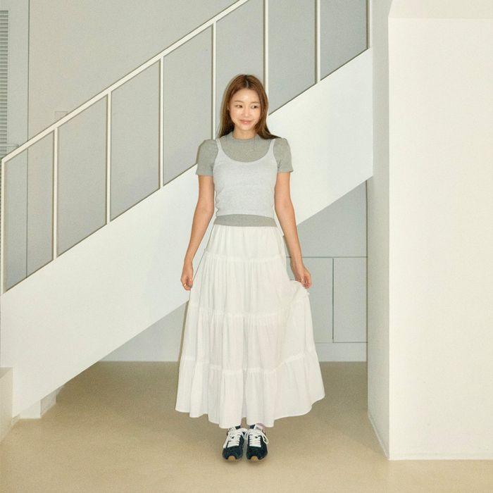 [15차 재입고] Maxi Shirring Flare Skirt (WHITE)(3월 27일 배송)
