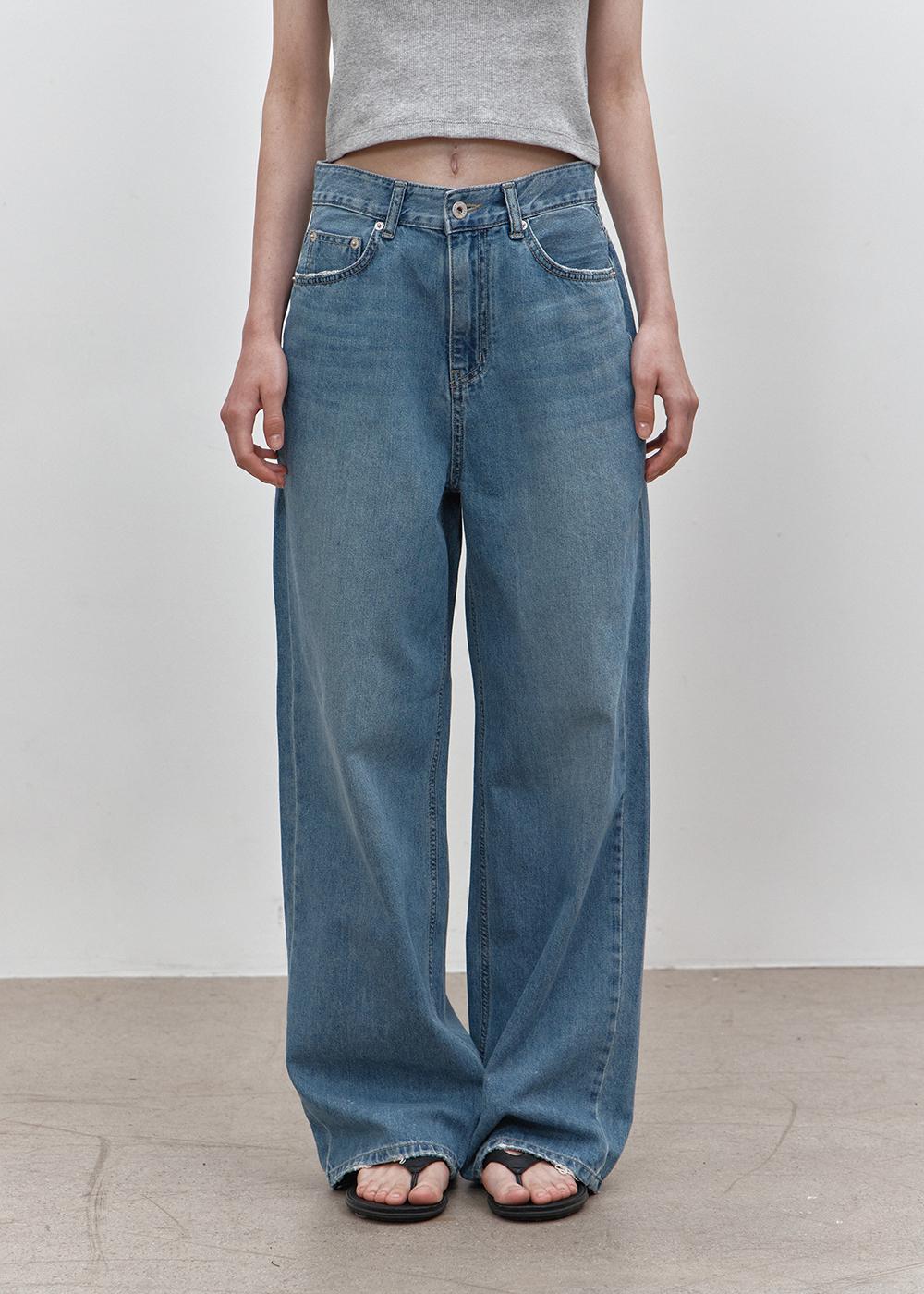 [2차] Damaged washing denim (middle blue)