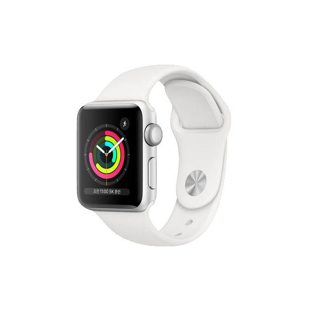 Apple 애플워치 3 38mm GPS 실버 알루미늄 케이스 화이트 스포츠 밴드 (MTEY2KH/A)