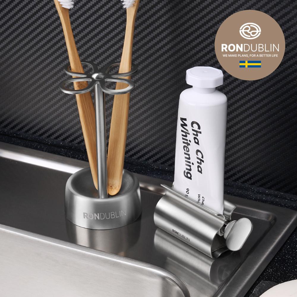 론더블린 고급 스테인레스 SUS 304 칫솔 홀더 & 치약 디스펜서 세트