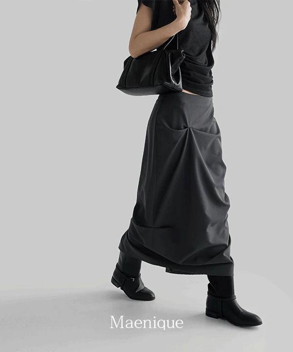 로네트 드레이핑 롱 스커트