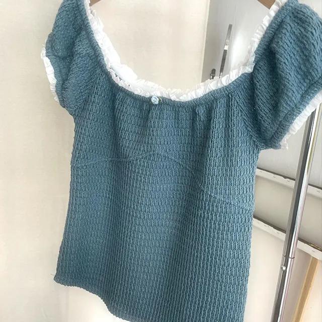 *아이보리당일*flower vintage knit t-shirt