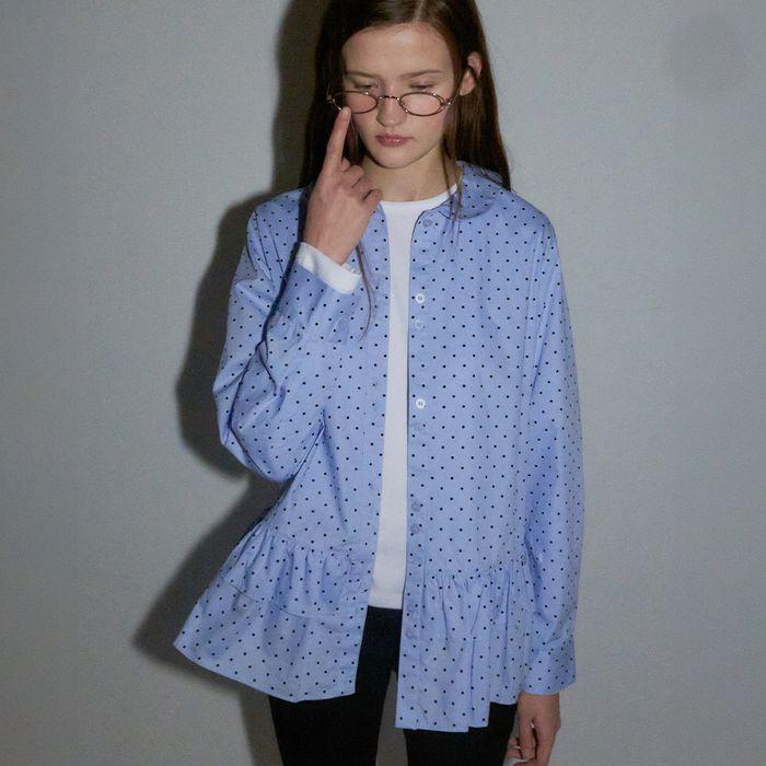 POLKA PEPLUM BLOUSE DOT SKY
