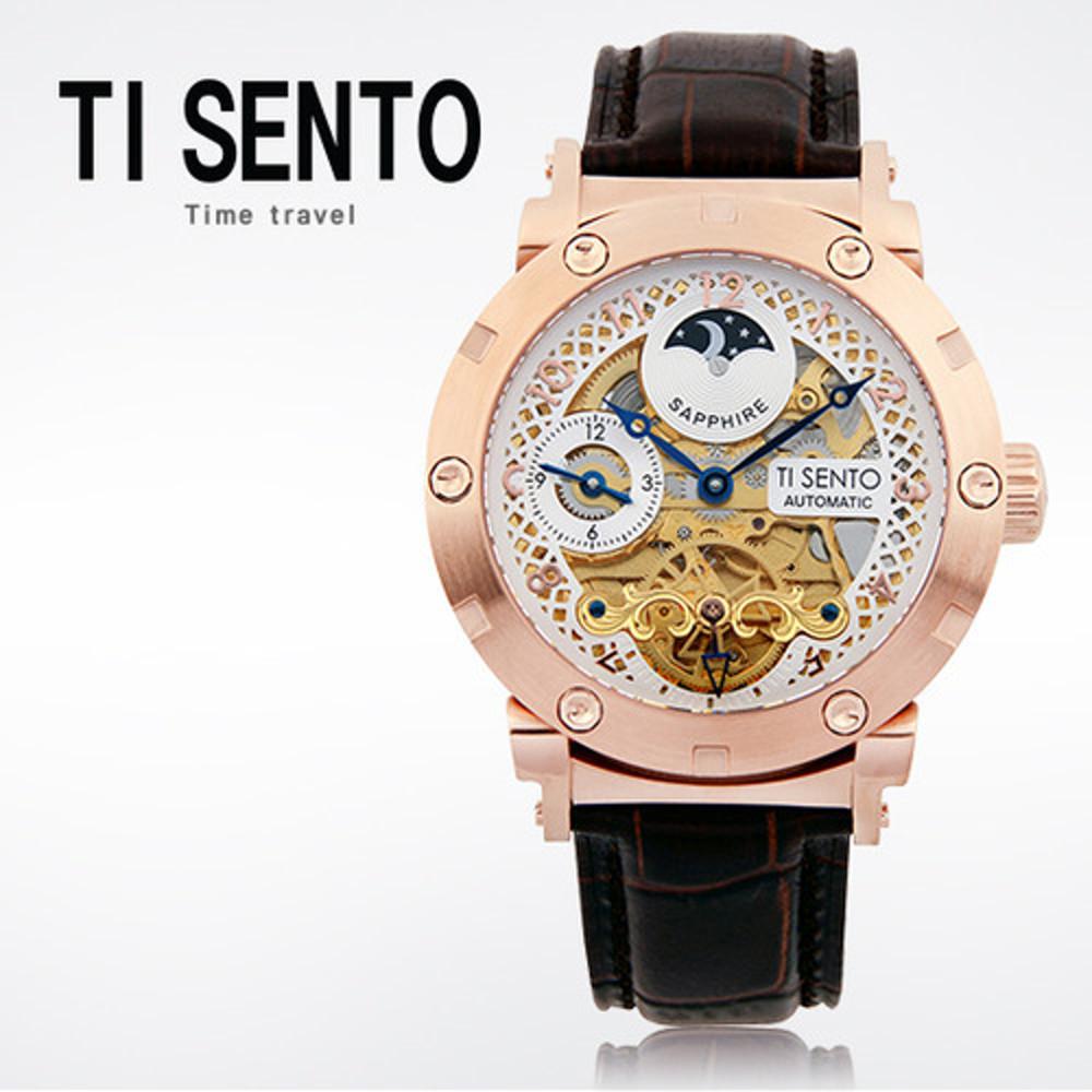 [티센토시게 TISENTO] TS50051PKCH 남성용 가죽밴드시계 [한국본사정품] [백화점A/S접수]