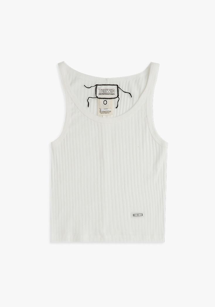 Ribbed sleeveless tank top in white
