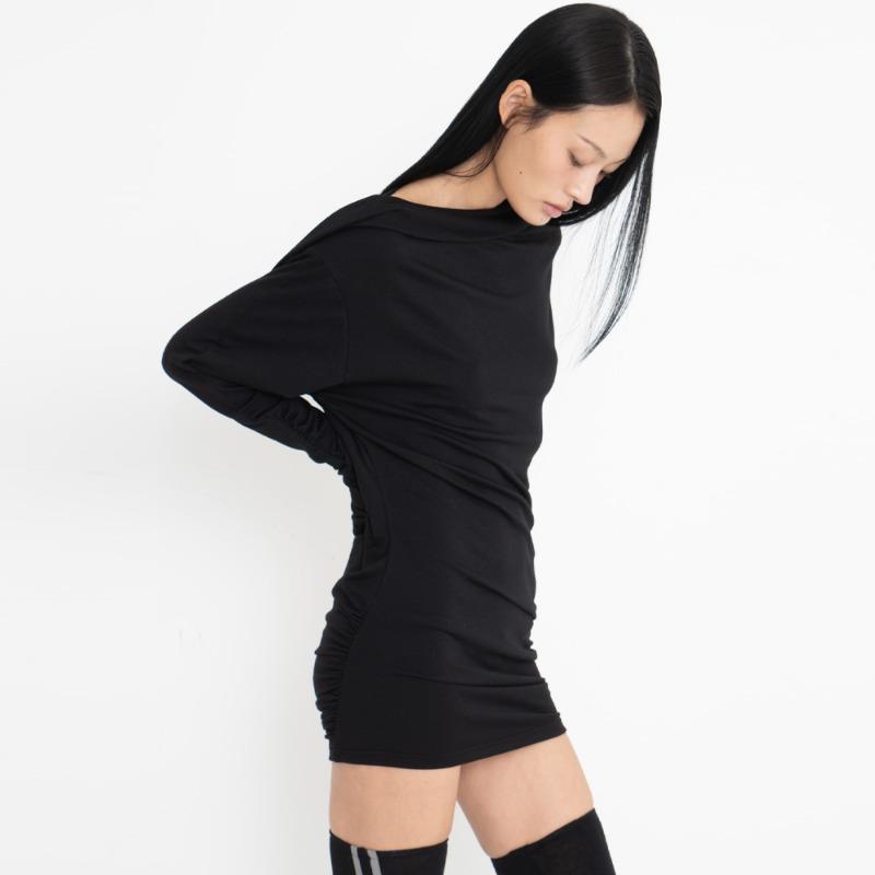 KENDALL DRAPE DRESS (BLACK)