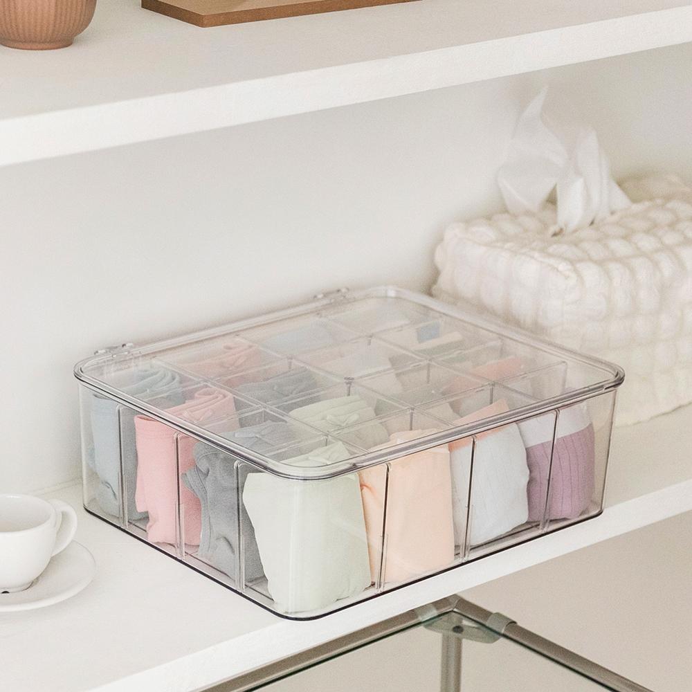 리빙공감 [어떤수납이든👌] 리빙공감 DIY 투명 덮개형 아크릴 정리함 속옷 양말 수납함