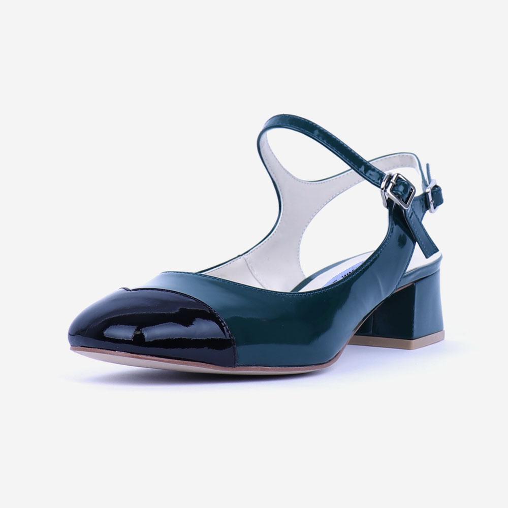 [머씨크라운] 러빙도로시 4cm 슬링백 _ 다크그린/블랙하트