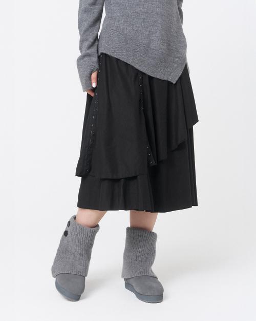 hookandeye trim skirt  BLACK