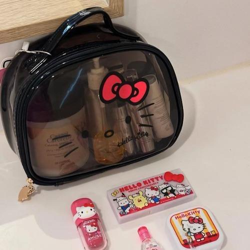 블랙 키티 투명 파우치 pvc