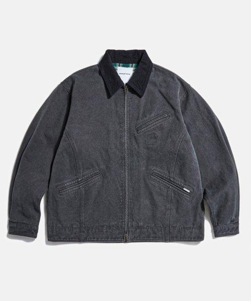 Washed Canvas Blouson Jacket Charcoal Navy