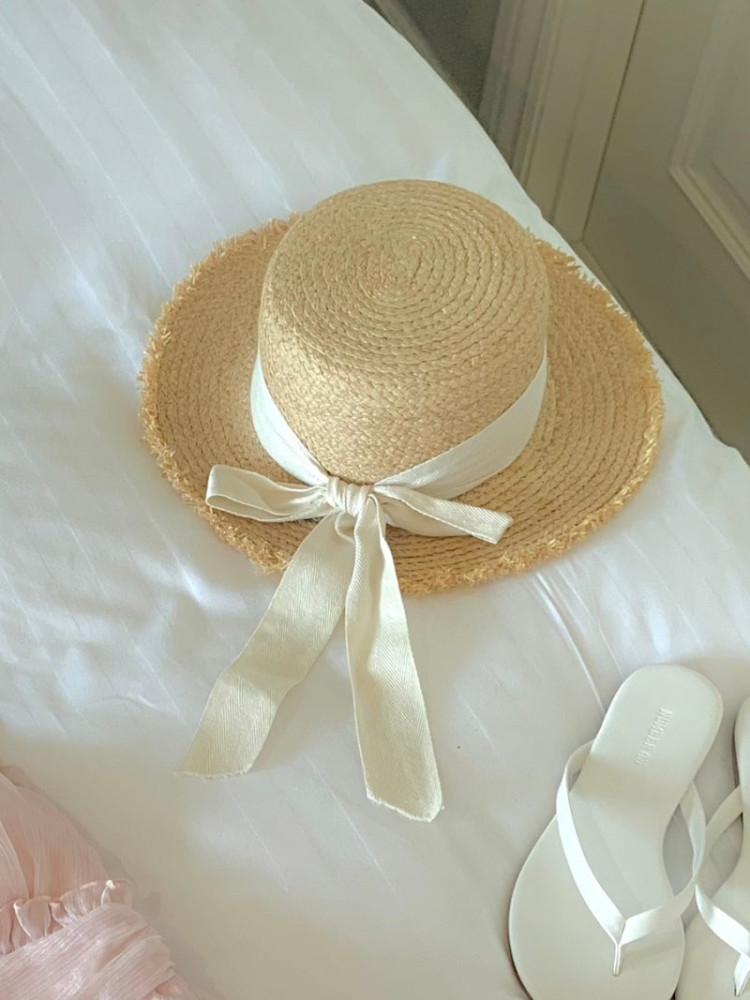 포이 리본 밀짚모자 👒
