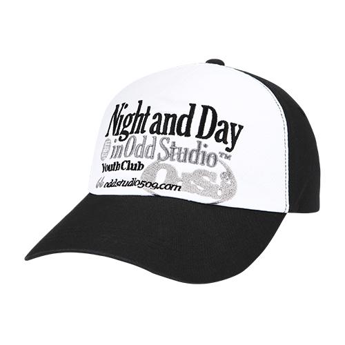 나이트앤데이 자수 로고 볼캡 - BLACK/WHITE