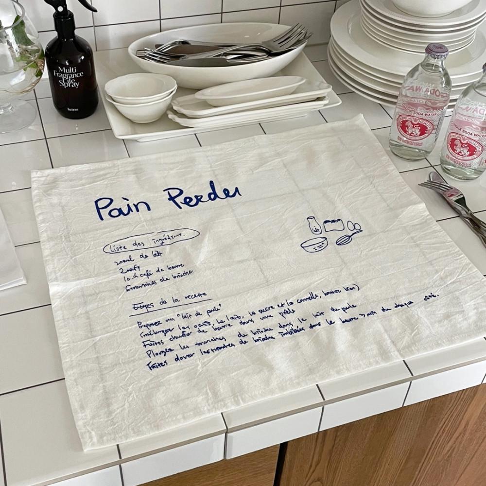 (렛씨온니굿띵) 프렌치 레터링 키친크로스 2color / 주방 전자레인지 덮개 가리개