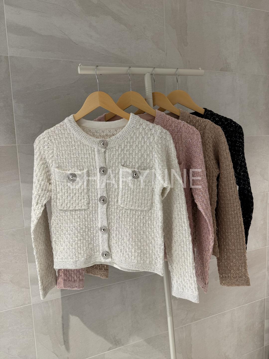 샤린느 퀸스 스팽글 펄 니트 가디건