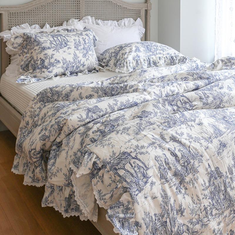 누비이불커버세트 명화뜨왈 레이스 (블루)