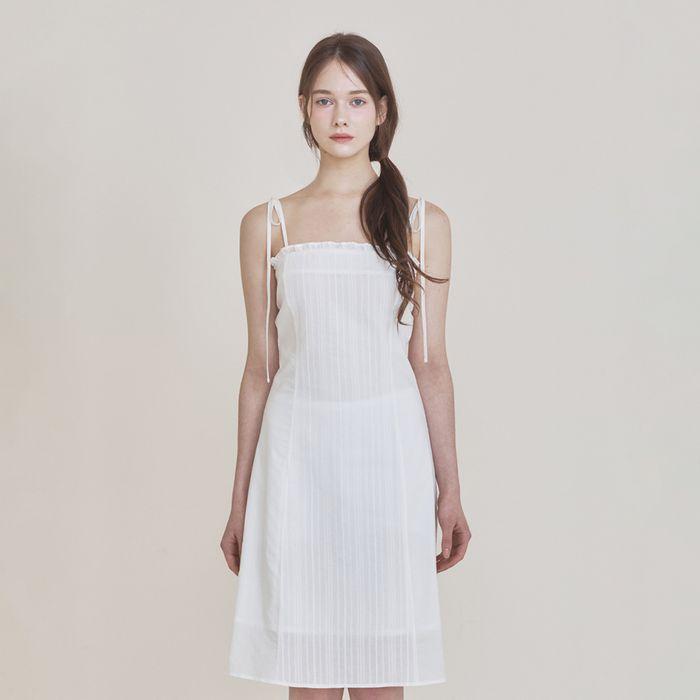 Lace frill midi dress (Ivory)