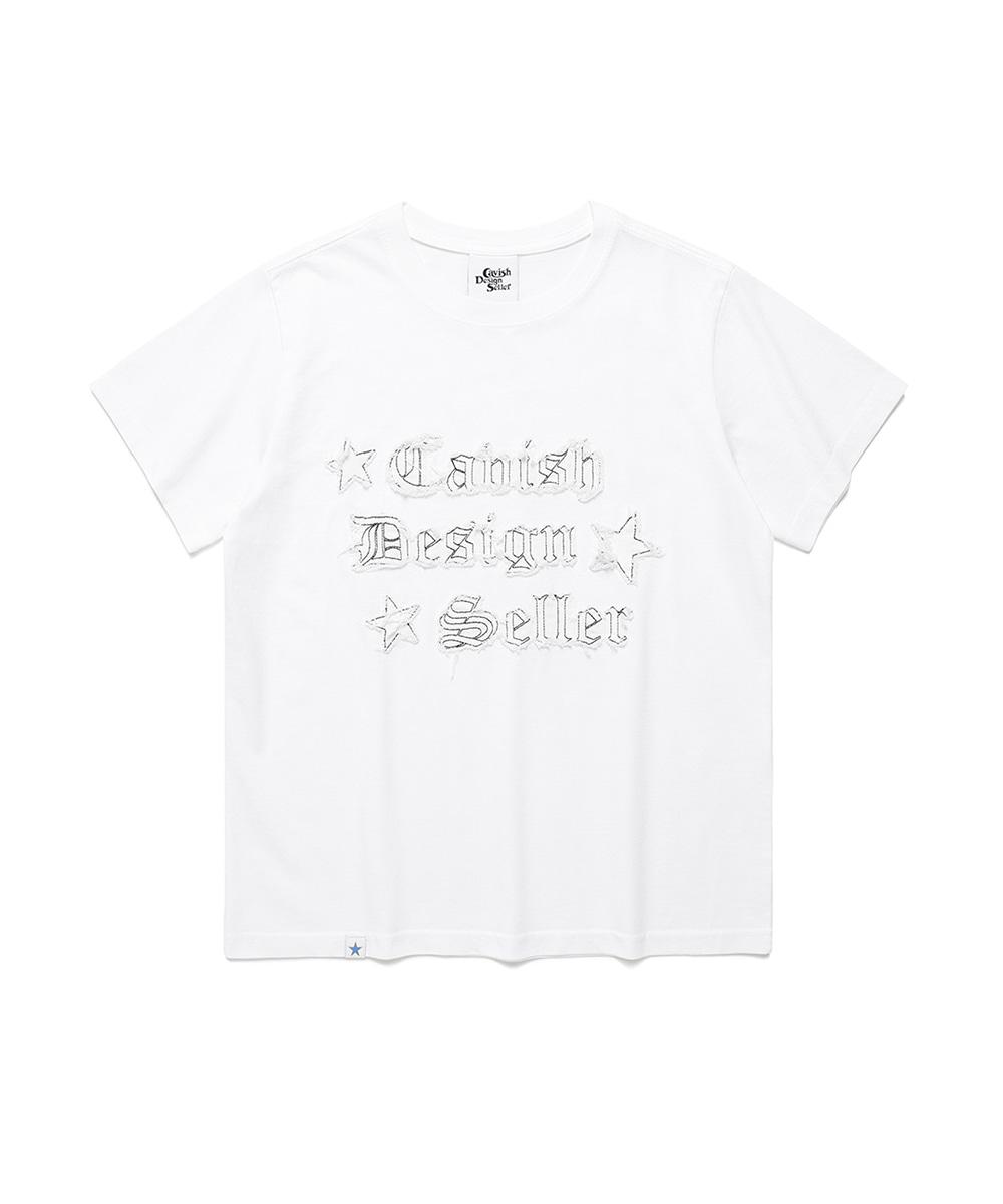 W RAWCUT APPLIQUE SS TEE[WHITE]