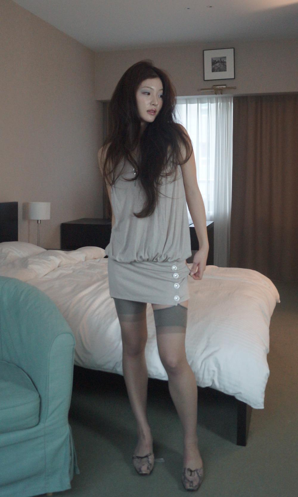 Shirred Button Dress_Sand Beige