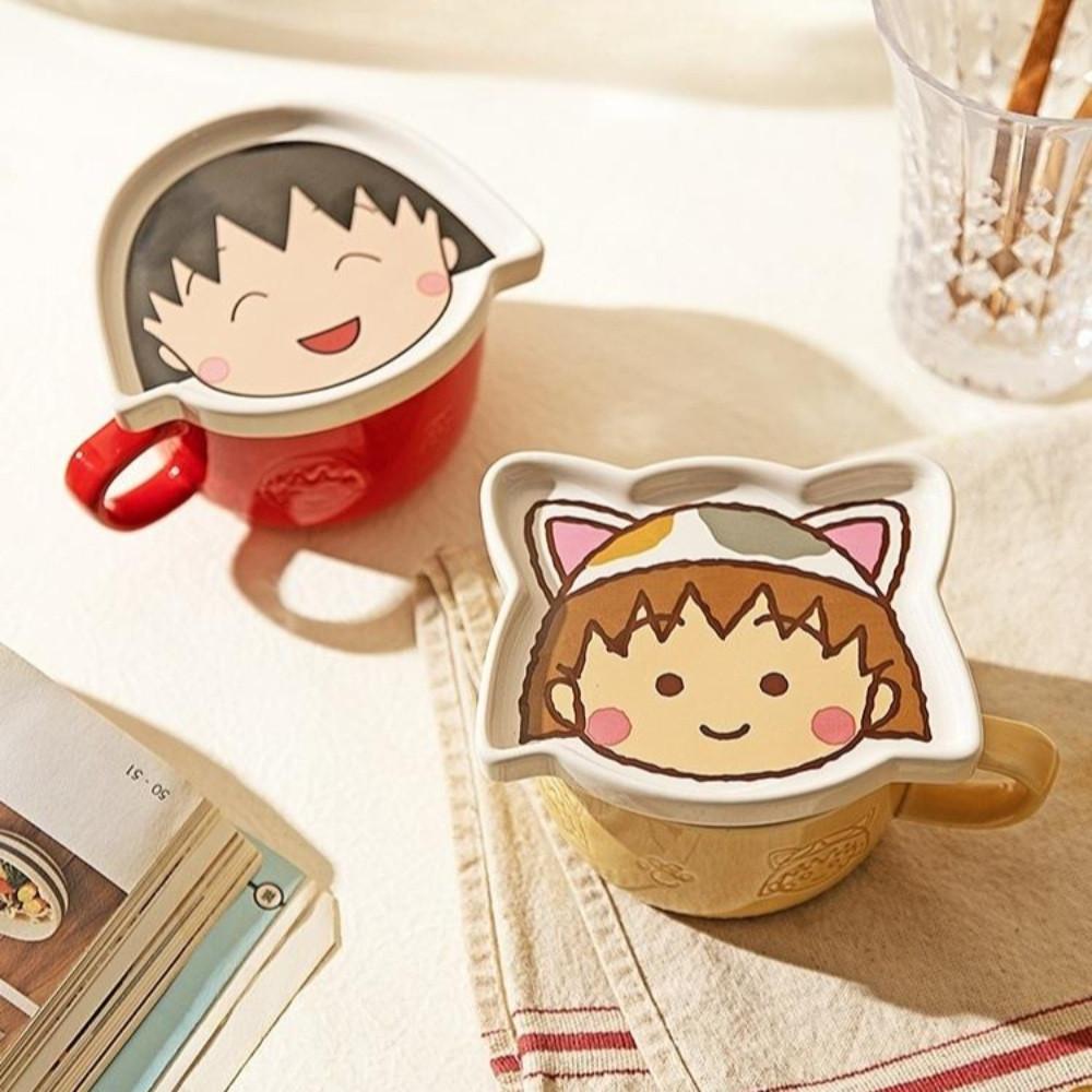 마루코는 아홉살 뚜껑이 있는 머그컵 즐거운 간식시간 쿠키접시 수프잔