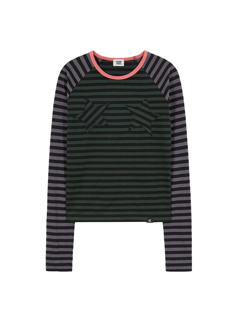 STAR STRIPE RAGLAN LONG SLEEVE_khaki