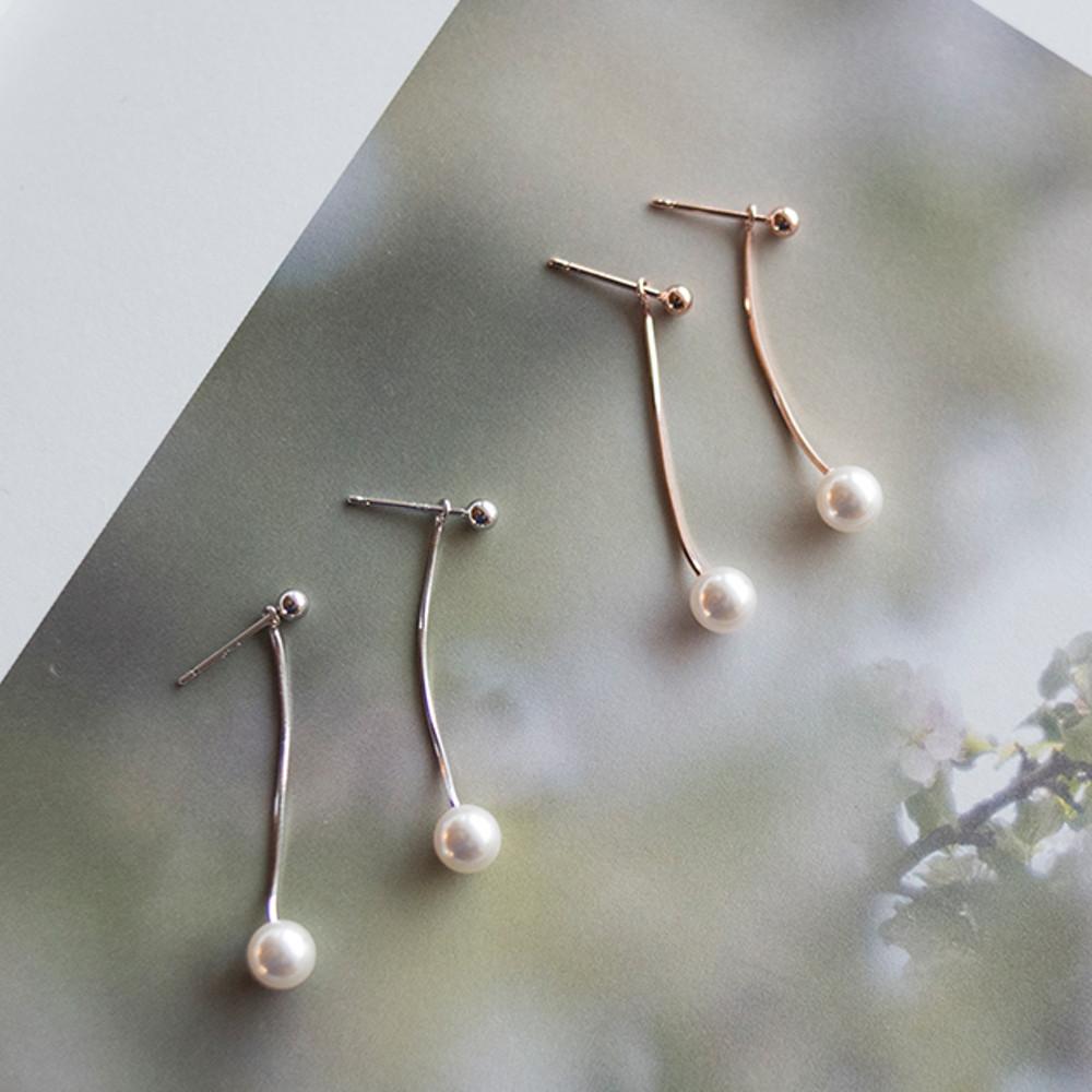 실버볼 실크고리 스왈 진주 드롭 귀걸이