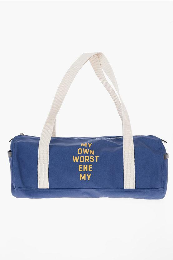 Fabric MY OWN WORST ENEMY Duffle Bag with Leather Details