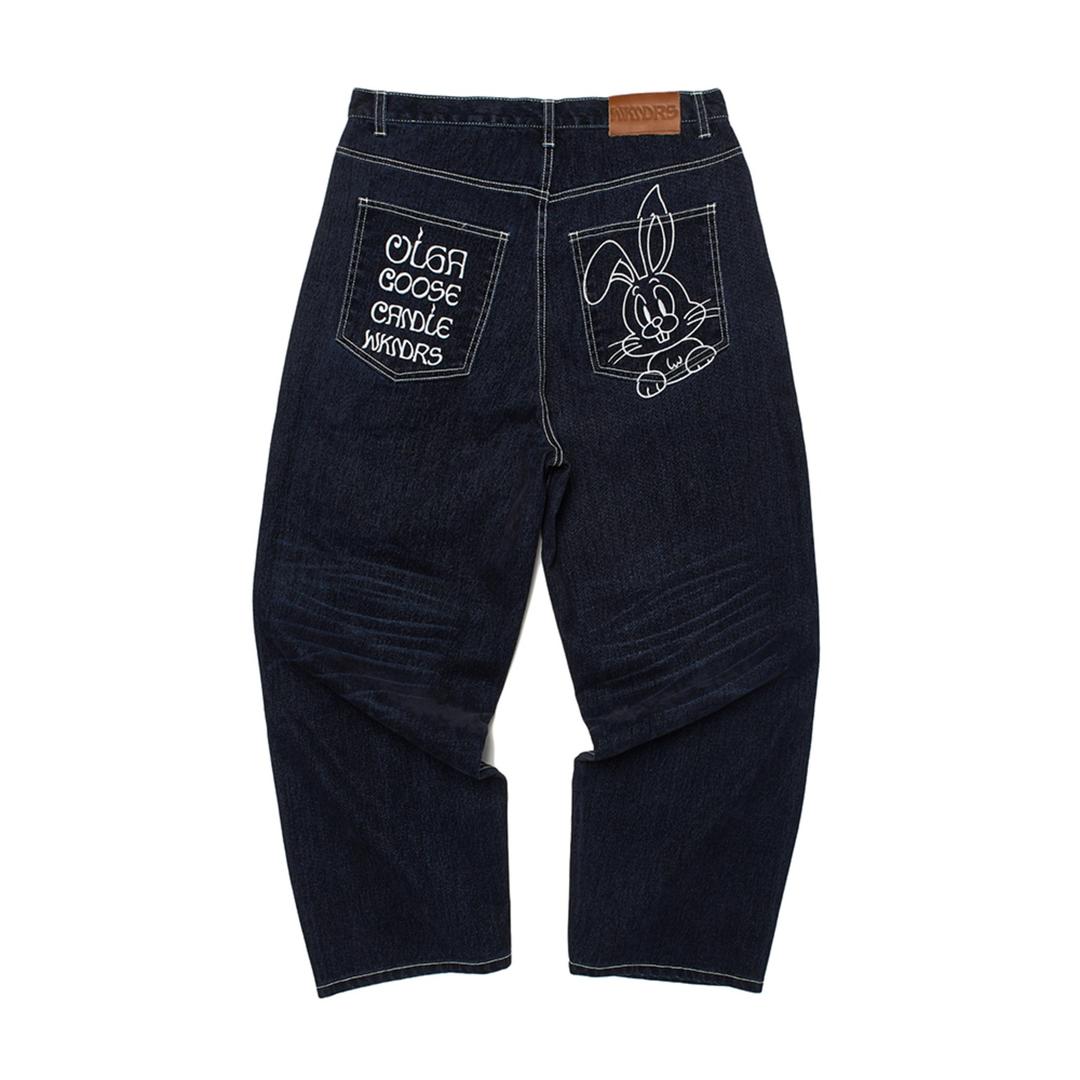 RABBIT VELVET DENIM PANTS
