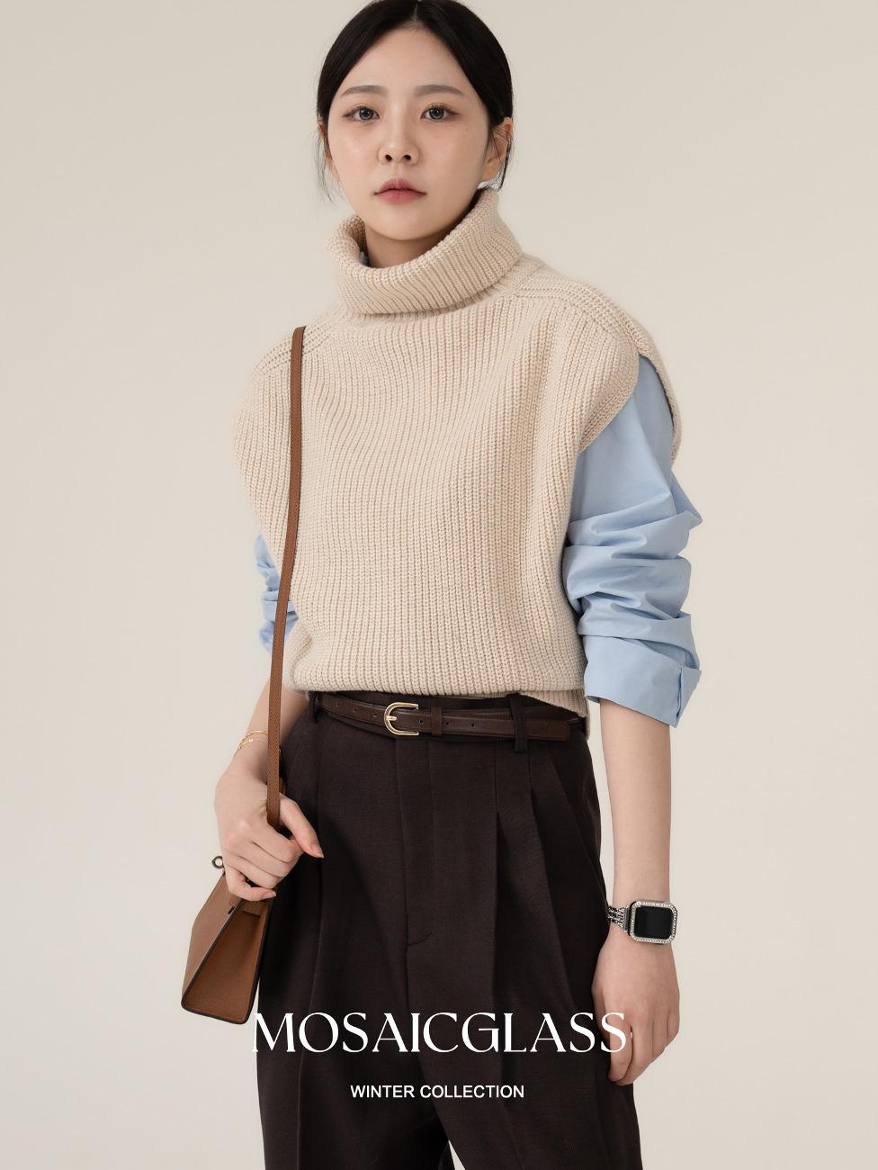 Sleeveless Wool Turtle Knit (3col)