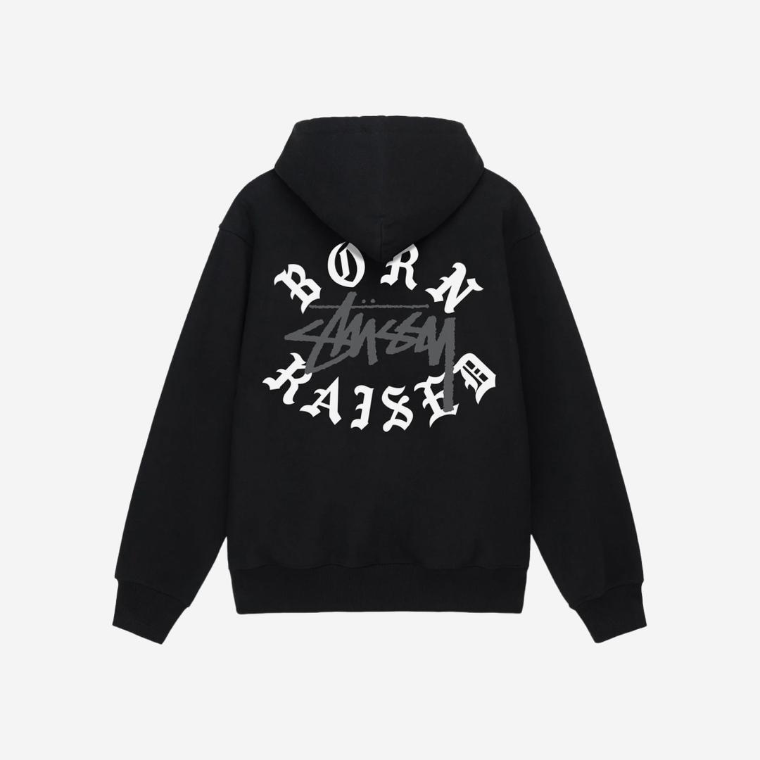Stussy x Born X Raised Logo Zip Hoodie Black