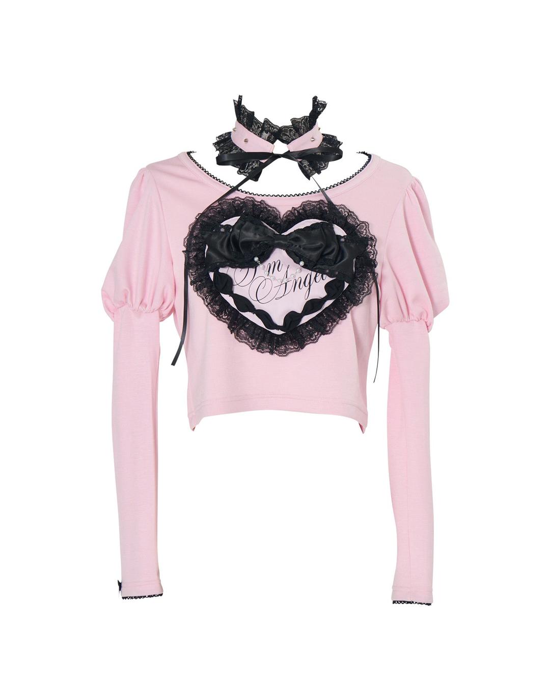 Love heart's cake angel choker t-shirt