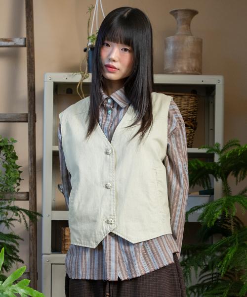 WXJ039 온푸 빈티지 베스트 (IVORY)