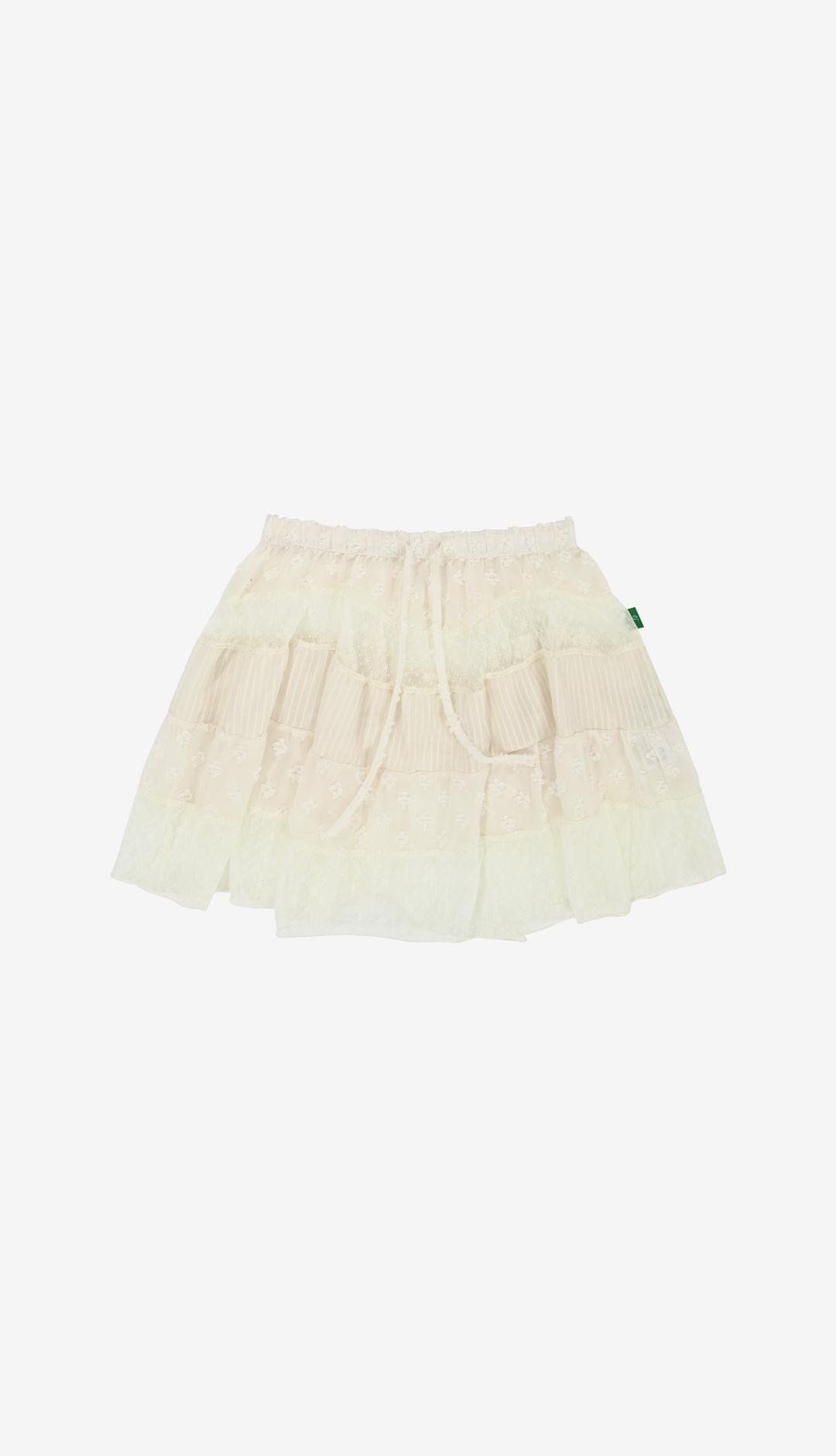 244. Mixed Pattern Mini Skirt _ Ivory