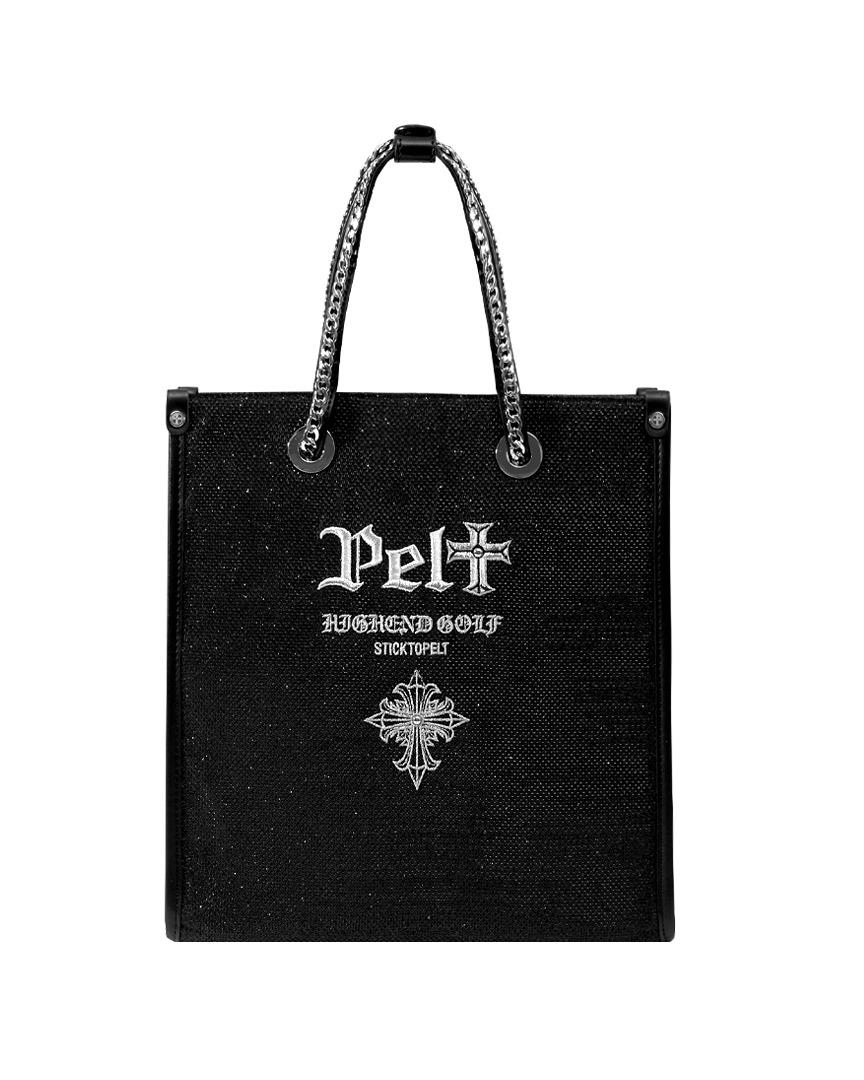 Crystal Pearl Chain Handbag : Women's Black (PA0GAF102BK)