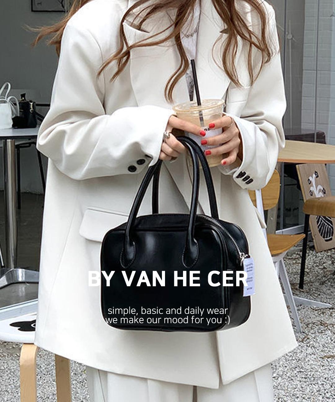 반해써 미디엄 스퀘어 레더 토트백 크로스백 B#YW215