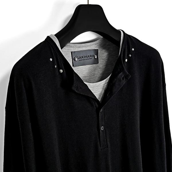 Ayne western layered henryneck long sleeves (black)