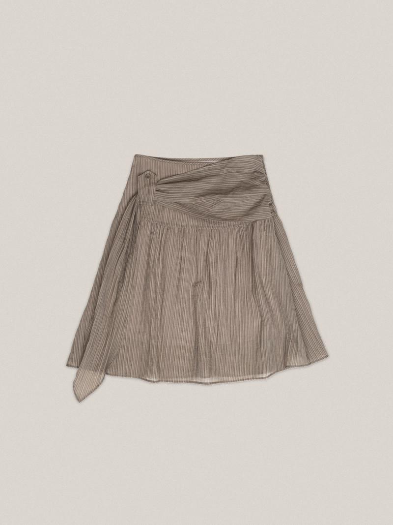 Ouro - SUMMER STRIPE MIDI SKIRT  [ BROWN ]