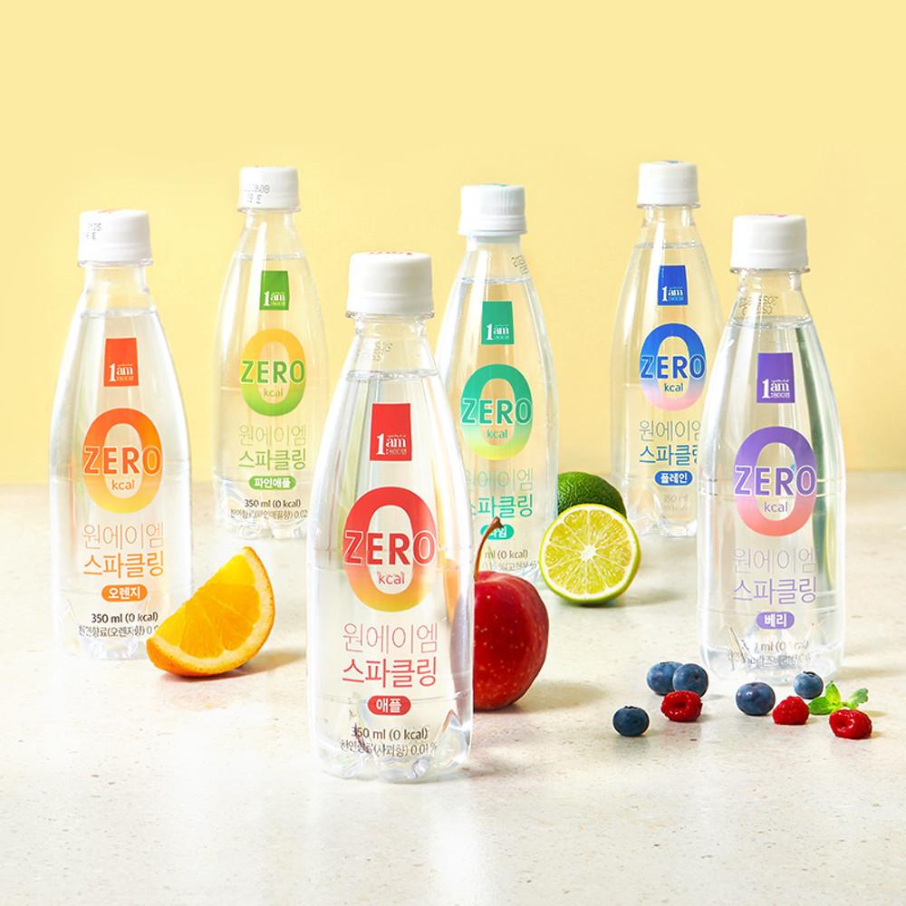 1am 원에이엠 스파클링 라임 베리 파인 애플 오렌지 350ml x 12개 제로칼로리 탄산수 음료 플레인 워터