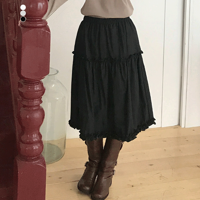 [빈티지🧸/안감o] 와샤프릴올밴딩미디스커트 (3color)