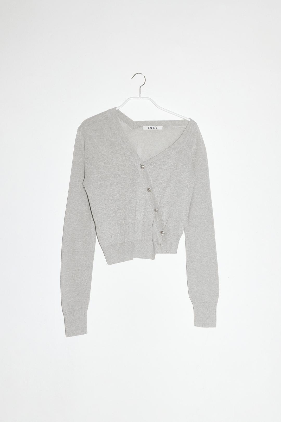OFF SHOULDER COTTON CARDIGAN - GREY