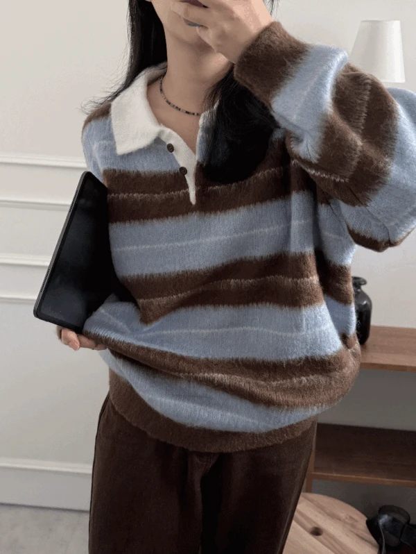 나리쉬 오버핏 단가라 니트