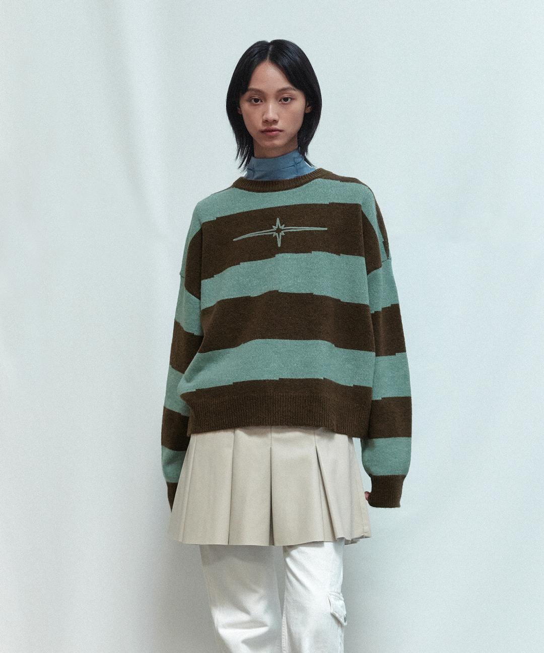 [9/20 예약발송] STRIPED BLOCK PULLOVER brown
