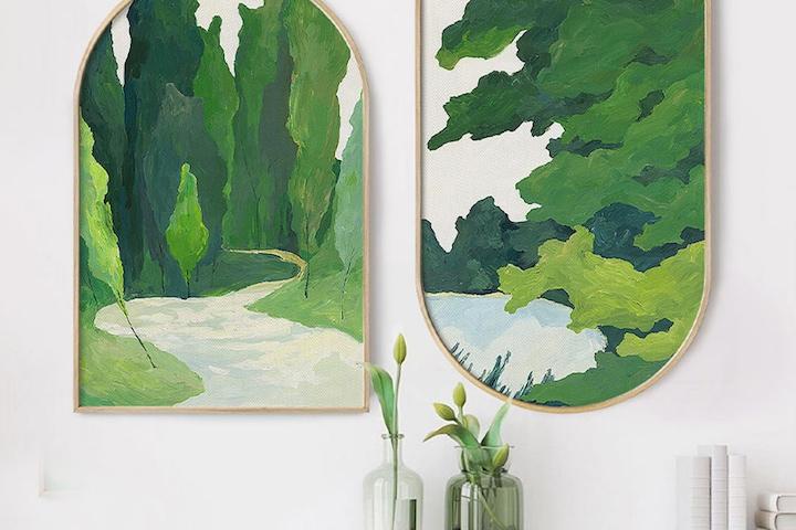 [해외] 인테리어 캔버스 아치 우드 식물 포스터 대형 액자 / Green Lab.01