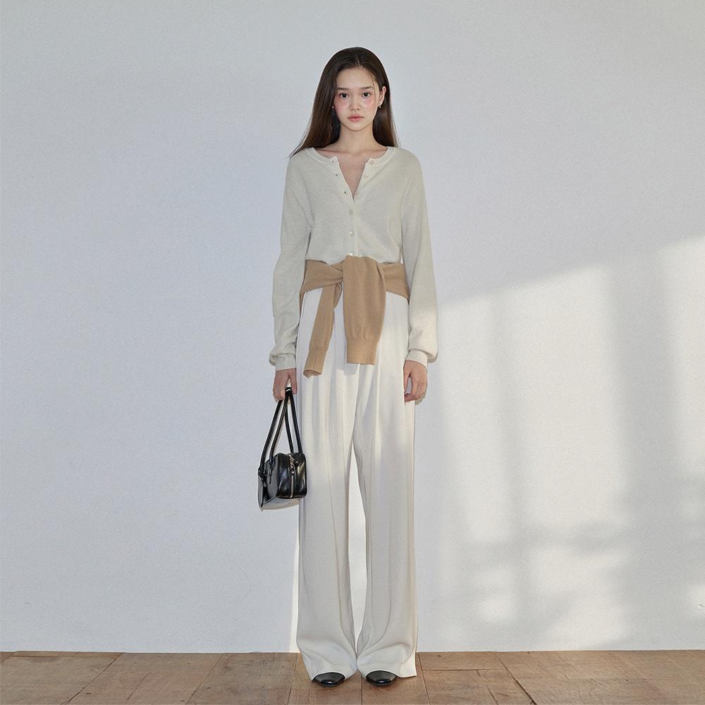 BELTED WAVE SLACKS (IVORY)
