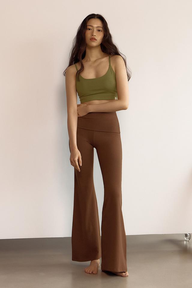 High Waist Bootcut Pants (Brown)